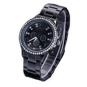 ETOP Casual Watch for Women's Wristwatch Crystal Hours Steel Case Ladies Quartz (Black) (Intl)  