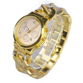 ETOP Stainless Steel Curb Wrist Watch Woven Lady Women Girl Men Gift (Gold) (Intl) (Intl)  