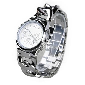 ETOP Stainless Steel Curb Wrist Watch Woven Lady Women Girl Men Gift (Silver) (Intl) (Intl) (Intl)  