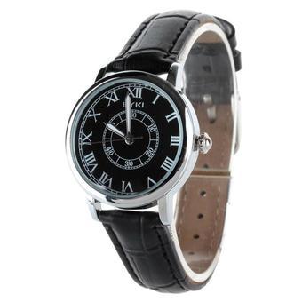 EYKI EET8856LS-S0202 Fashion Couple PU Leather Roman Numerals Dial Quartz Wrist Watch (Black + Silver)?For Women?  