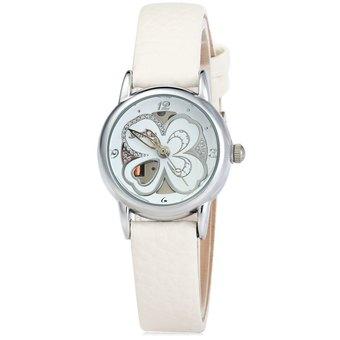 Elegant Tine Four-leaf Clover Stainless Steel Water Resistant Women Quartz Watch (Intl)  