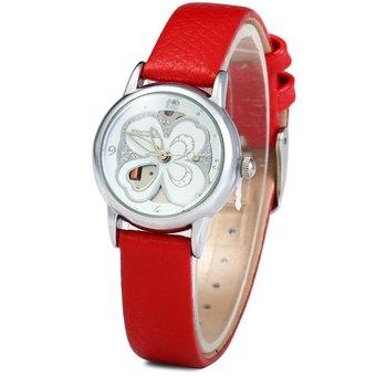 Elegant Tine TE-5008L Noble Four-leaf Clover Stainless Steel Water Resistant Women Quartz Watch (RED) - Intl  