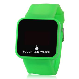 Elenxs Modish Silicone Women Men LED Watch Wrist Silicone Band Touch Green  