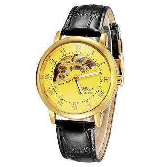 Excellent Dual Scale Skeleton Automatic Men Women Mechanical Watch Self-Winding Luxury Unisex Analog Wristwatch (Intl)  