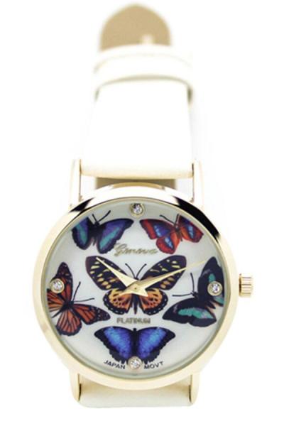 Exclusive Imports 3D Butterfly Rhinestone Watch White