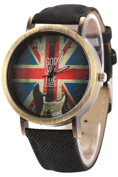 Exclusive Imports Jam Tangan Wanita - Hitam - Strap Denim - Uk Flag