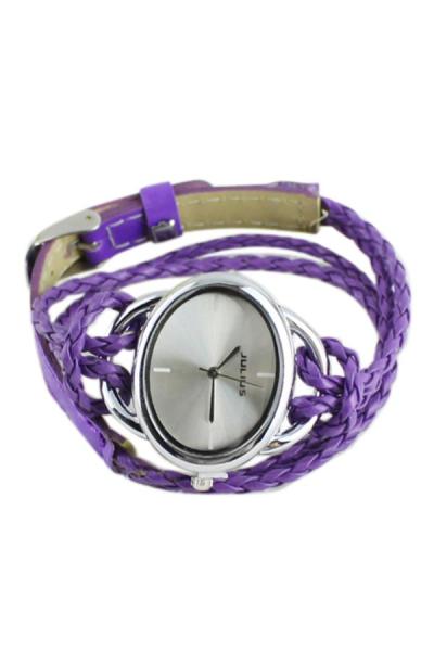 Exclusive Imports Leather Weave Quartz Movement Wrist Watch Purple