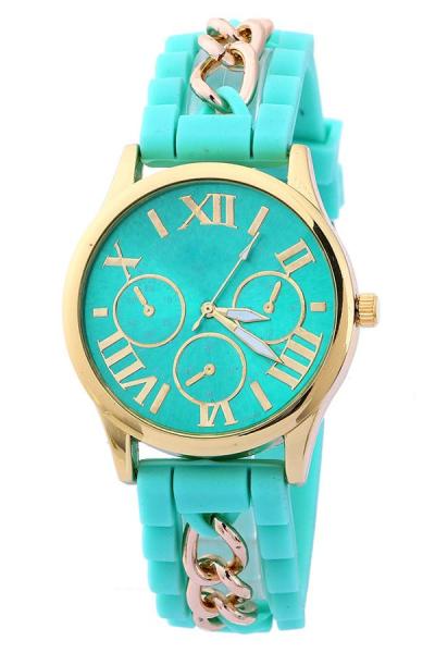 Exclusive Imports Roman Numerals Silicone Alloy Quartz Wrist Watch Mint Green