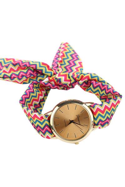 Exclusive Imports Striped Scarf Analog Quartz Wrist Watch Pink