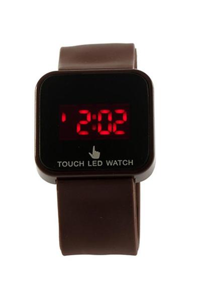 Exclusive Imports Unisex LED Digital Touch Screen Silicone Date Time Watch Brown