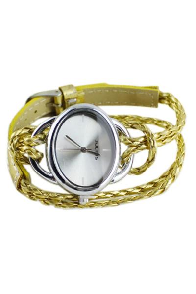 Exclusive Imports Women Golden Leather Weave Strap Watch