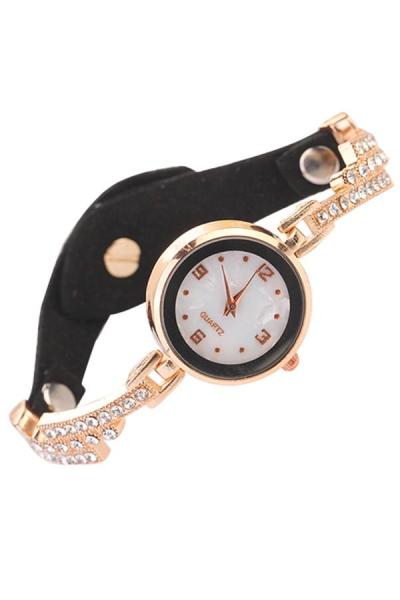 Exclusive Imports Women's Black Metal Strap Watch