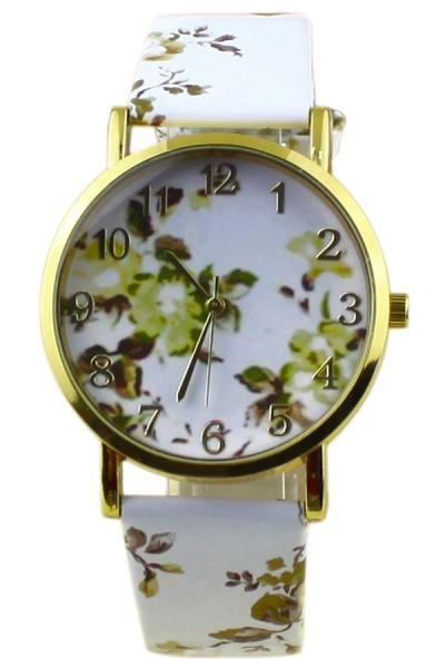 Exclusive Imports Women's Flowers Faux Leather Analog Quartz Wrist Watch Yellow