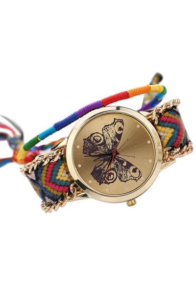 Exclusive Imports Women's Multi Colour Chain Knitted Strap Watch