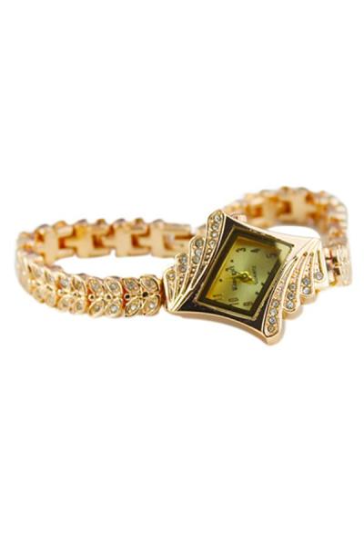Exclusive Imports Women's Quartz Rhinestone Crystal Gold Band Strap Watch