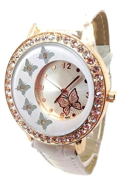 Exclusive Imports Women's White Faux Leather Strap Watch