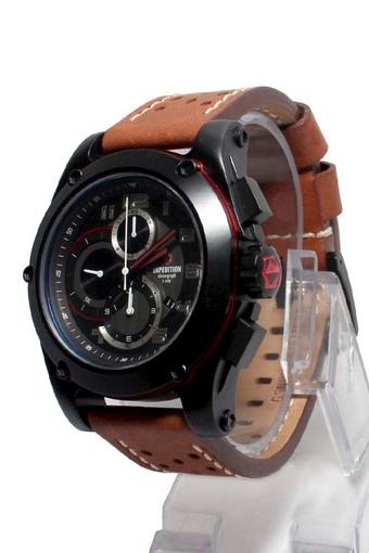 Expedition Jam Tangan Pria - Hitam - Strap Kulit Cokelat - E6395M  