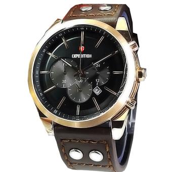 Expedition Military Jam Tangan Pria - Strap Kulit - Cokelat-Emas - E11790K  