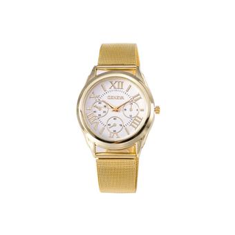 Fashion Casual Watch Unisex Wrist Watch Alloy Band Wristwatch Fake Small Dials Pattern Watches Gold  