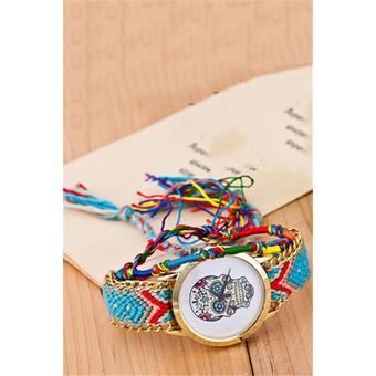 Fashion Dreamcatcher Woven Strap Skeleton Quartz Women's Bracelets Watch LC241 Colorful  