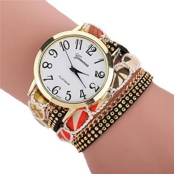 Fashion Ethnic Weave Cloth Strap Sequins Women's Quartz Bracelets Watch LC521 Multicolor  