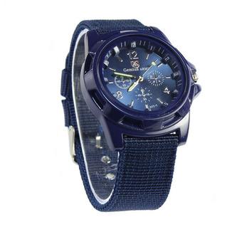 Fashion Gemius Army Racing Force Military Sport Men Officer Fabric Band Watch Blue  