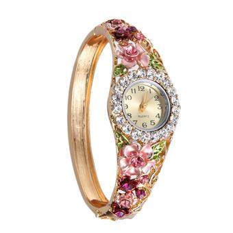 Fashion Gold Plated Diamond Flower Lace Shining Wristwatch No.5 (Intl)  