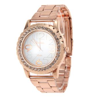 Fashion Luxury Stainless Steel Band Quartz Analog Wrist Watch Rosegold (Intl)  