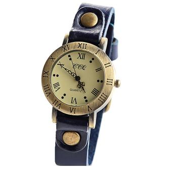 Fashion Retro Women's Blue Leather Strap Quartz Watches 60GS1040 - Intl  