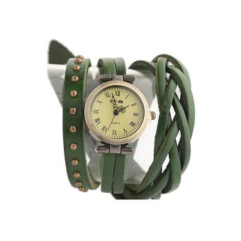 Fashion Retro Women's Green Leather Strap Quartz Watches 60GS1016 - Intl  