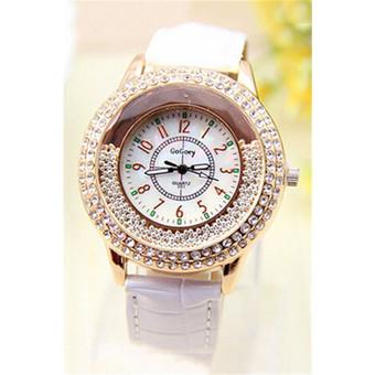 Fashion Rhinestone Flowing Beads Women's Luxury Wrist Watch LC359 White  