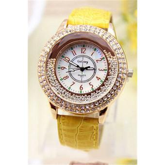 Fashion Rhinestone Flowing Beads Women's Luxury Wrist Watch LC367 Yellow  