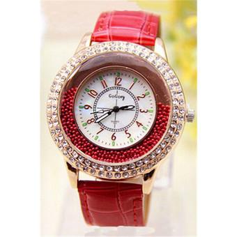 Fashion Rhinestone Flowing Beads Women's Luxury Wrist Watch LC365 Red  