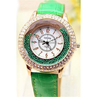 Fashion Rhinestone Flowing Beads Women's Luxury Wrist Watch LC362 Green  