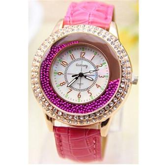 Fashion Rhinestone Flowing Beads Women's Luxury Wrist Watch LC360 Pink  