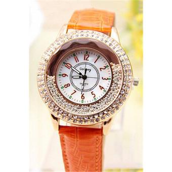 Fashion Rhinestone Flowing Beads Women's Luxury Wrist Watch LC366 Yellow  