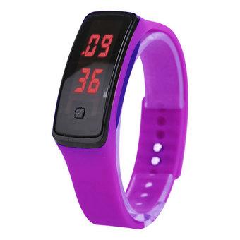 Fashion Sport LED Women Silicone Rubber Strap Touch Screen Digital Bracelet Watch Purple (Intl)  