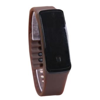 Fashion Sport LED Women Silicone Rubber Strap Touch Screen Digital Bracelet Watch Brown (Intl)  