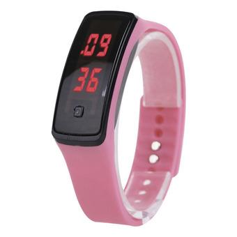 Fashion Sport LED Women Silicone Rubber Strap Touch Screen Digital Bracelet Watch Pink (Intl)  