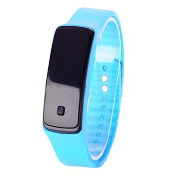 Fashion Sport LED Women Silicone Rubber Strap Touch Screen Digital Bracelet Watch Sky Blue (Intl)  