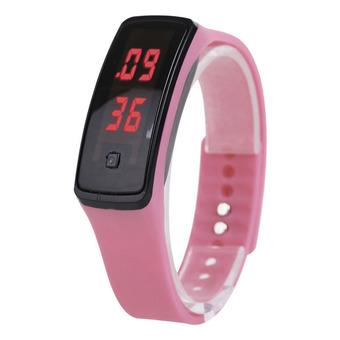 Fashion Sport LED Women Silicone Rubber Strap Touch Screen Digital Bracelet Watch (Pink) - Intl  