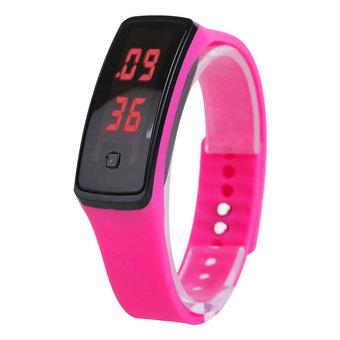 Fashion Sport LED Women Silicone Rubber Strap Touch Screen Digital Bracelet Watch Rose Red (Intl)  