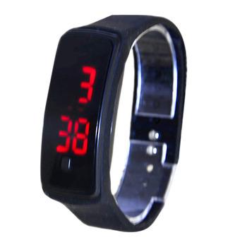 Fashion Sport LED Women Silicone Rubber Strap Touch Screen Digital Bracelet Watch Black (Intl)  