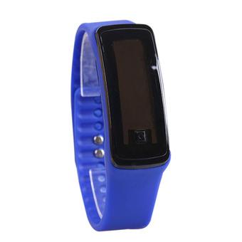 Fashion Sport LED Women Silicone Rubber Strap Touch Screen Digital Bracelet Watch Dark Blue (Intl)  