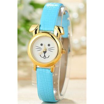 Fashion Thin Leather Band Cartoon Rabbit Quartz Watch LC310 Blue  