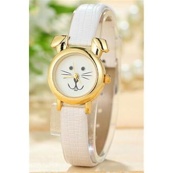 Fashion Thin Leather Band Cartoon Rabbit Quartz Watch LC306 White  