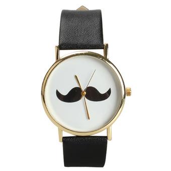 Fashion Women Men Witty Mustache Style Analog Quartz Wrist Watch Black  