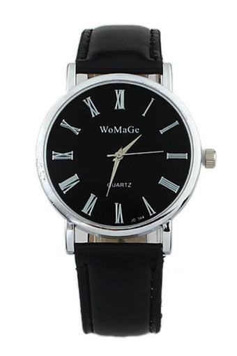 Fashion Women's Black Classic Leather Strap Watch Jam Tangan  