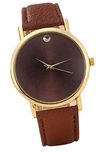 Fashion Women's Brown Leather Strap Watch Jam Tangan  