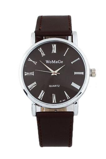 Fashion Women's Classic Brown Leather Strap Watch Jam Tangan  